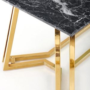 Stół do jadalni czarny marmur / złoty mat / połysk 160 x 90 cm Konami