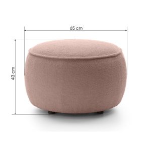 Puf tapicerowany Bella, różowy, obłe kształty, boucle