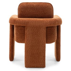 Krzesło tapicerowane Campat miedziane, zaokrąglone