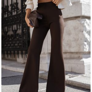 Masełkowe spodnie dzwony REILLY - czekoladowe