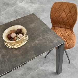 Stół rozkładany brązowy / czarny mat 120 - 180 x 85 cm Horizon