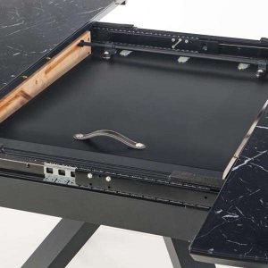 Stół rozkładany czarny marmur mat 130 - 180 x 76 cm Vertigo