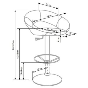 Hoker z oparciem ekoskóra szary / srebrny H15