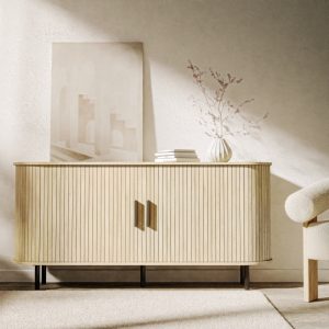 Komoda Gliss, zaokrąglona, lamele, dąb jasny