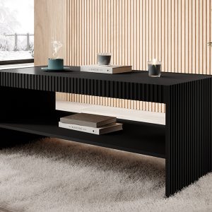 Stolik kawowy prostokątny czarny mat 120 x 57 cm Malia