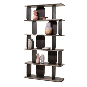 Regał Fonticelle zaokrąglony, lite drewno dębowe, fornir, espresso