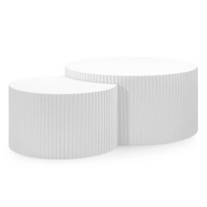 Zestaw stolików kawowych Belmonte ryflowany, biały