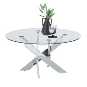 Stolik kawowy okrągły szklany / szary 80 x 45 cm Axis