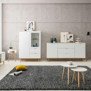 Szafka RTV biała / dąb sonoma mat 160 cm Göteborg