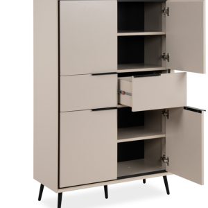 Komoda wysoka z drzwiami i szufladami capuccino mat 90 cm Arona