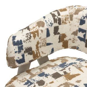 Fotel tapicerowany Mizu, wielokolorowy, kaszmir, zaokrąglony