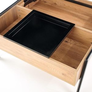 Stolik kawowy kwadratowy naturalny / czarny mat 85 x 80 cm Podium