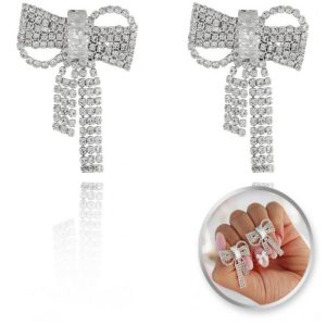 Kolczyki ozdobne cyrkonie KOKARDY - srebrne