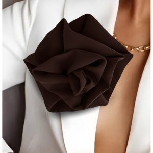Broszka przypinana róża materiałowa - czekoladowa