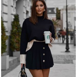 Modny oversizowy sweter SEVERINA - czarny