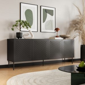 Komoda z drzwiami czarna mat 200 cm Linea