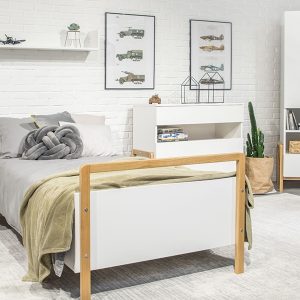 Łóżko dziecięce białe / dąb 80x180 cm Bruno