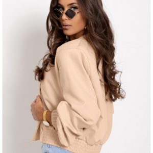 Krótka kurtka bomberka z poduszkami CHITTA - beżowa