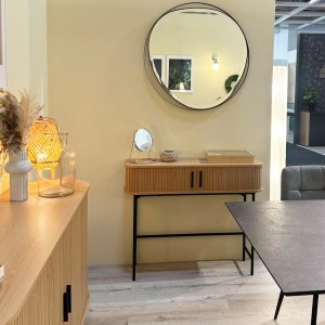 Konsola z drzwiami dąb / czarna mat 100 cm Kasja