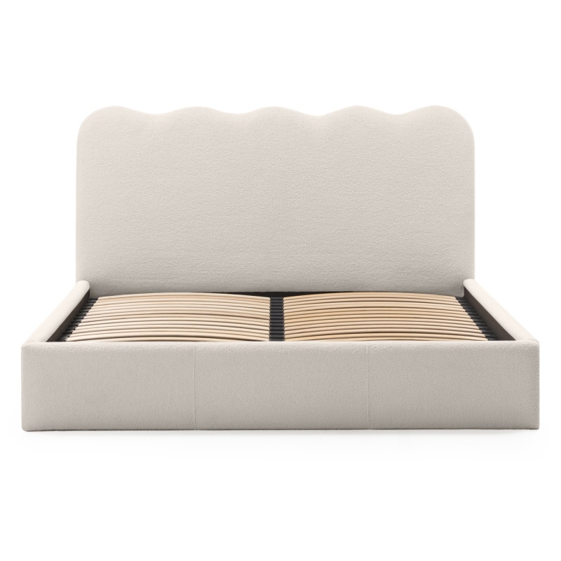 Łóżko tapicerowane 140/160/180x200 cm Onda, ze stelażem i pojemnikiem, falowany zagłówek