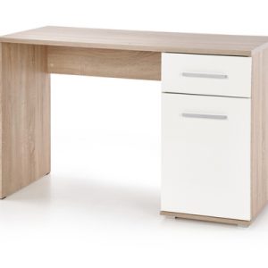 Biurko z szufladami i drzwiami dąb sonoma / białe mat / wysoki połysk 120 cm Lima