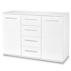 Komoda z szufladami i drzwiami biała mat / wysoki połysk 116 cm Lima
