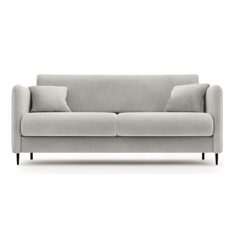 Kanapa rozkładana z materacem Sky One jasnobeżowa, welurowa