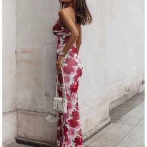 Sukienka maxi z odkrytymi plecami w print LAYAN - wzór 2