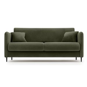 Kanapa rozkładana z materacem Sky One oliwkowozielona, welurowa