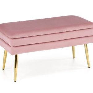 Ławka tapicerowana różowa / złota 78 cm Velva