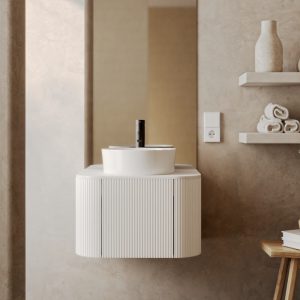 Zestaw szafka z blatem i umywalką Du Calme 60 cm, ryflowany, zaokrąglony, biały