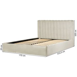 Łóżko Vertical 160x200 cm ze stelażem i pojemnikiem, beżowe, welur