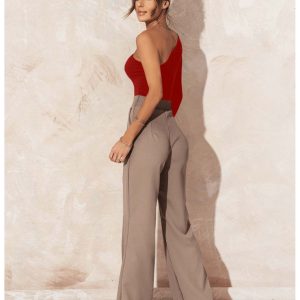 Body na jedno ramię z wycięciem ANVIS - czerwone