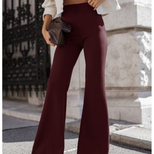 Masełkowe spodnie dzwony REILLY - bordowe