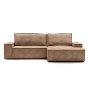 Narożnik rozkładany Fiord z pojemnikiem, jasnobrązowy, prawostronny