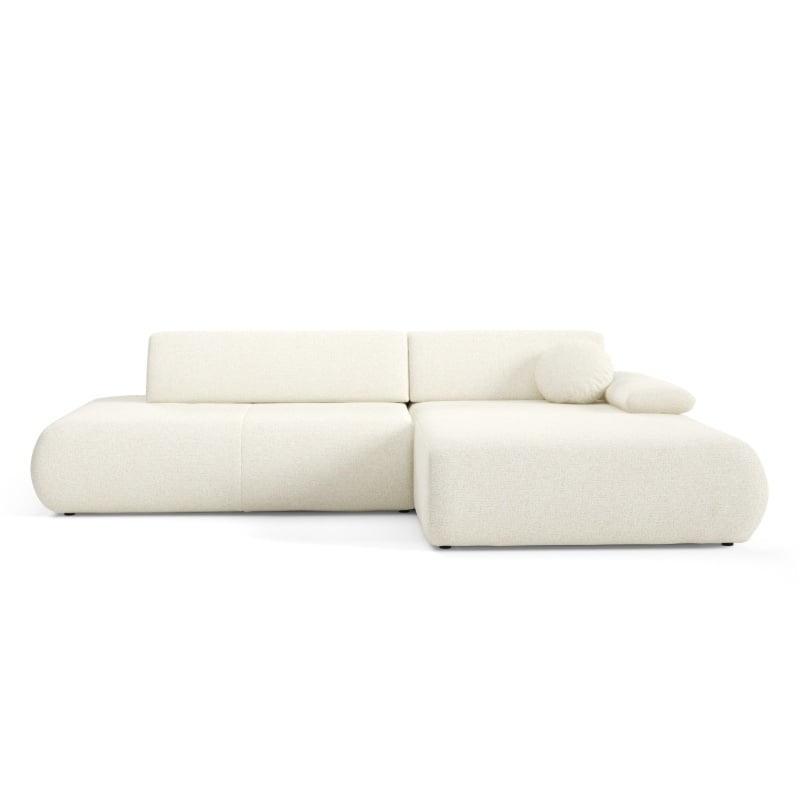 Narożnik rozkładany Puente z pojemnikiem, jasnobeżowy melanż, prawy