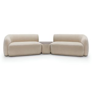 Sofa modułowa Nobo, puf z blatem, zaokrąglona, Orzech Warmia