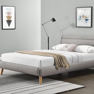 Łóżko tapicerowane szare 160x200 cm Elanda