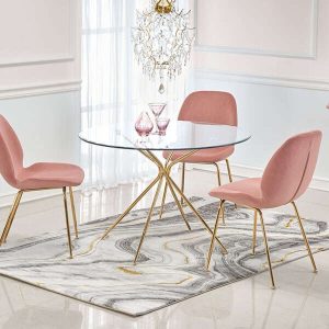 Stół okrągły szklany złoty mat 110 x 110 cm Rondo