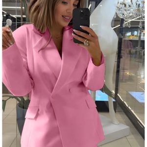 Taliowana marynarka z guzikami ALVANA - różowa