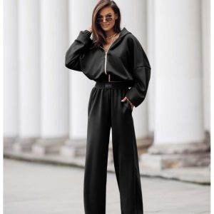 Stylowy komplet dresowy z tencelu MIKKA - czarny