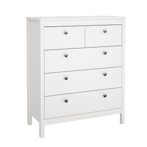 Komoda wysoka z szufladami biała mat 82 cm Madrid