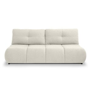 Sofa z funkcją spania i pojemnikiem Milo, jasnobeżowa, boucle, obłe kształty