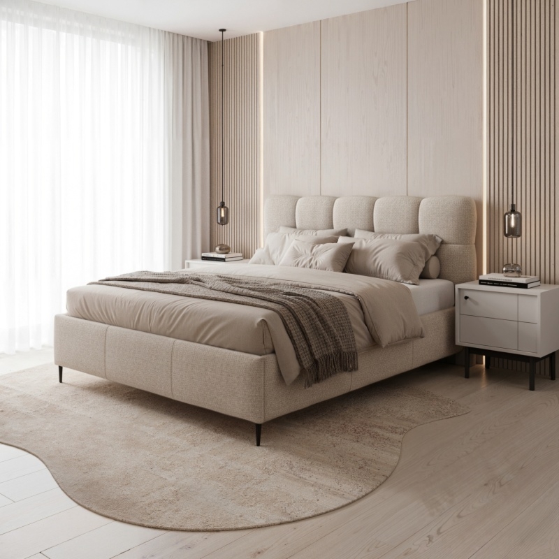 Łóżko tapicerowane 140/160/180x200 cm Novu, ze stelażem i pojemnikiem