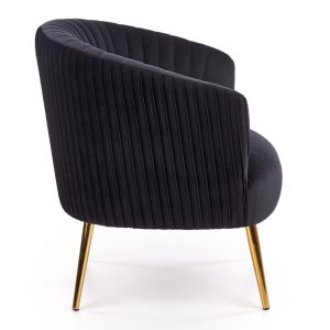 Fotel wypoczynkowy tapicerowany czarny Crown