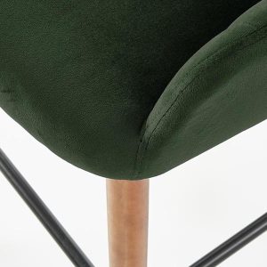 Hoker z oparciem tapicerowany zielony / orzech H93