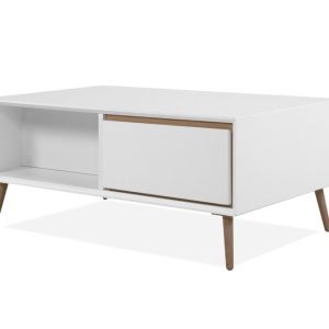 Stolik kawowy z szufladami biały / dąb mat 94 x 55 cm Arona