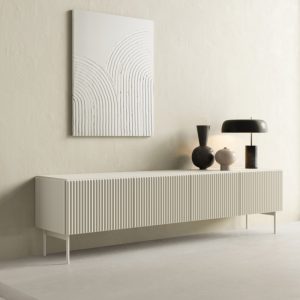 Szafka RTV Muti 195,2 cm, kaszmirowa, ryflowana