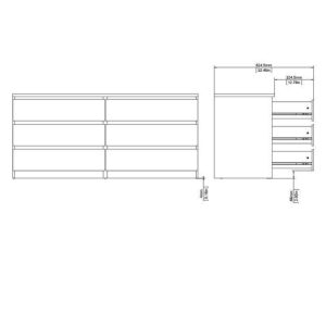 Komoda z szufladami biała / beton mat / wysoki połysk 154 cm Naia