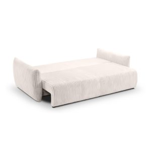 Sofa rozkładana Allora z pojemnikiem, kremowa, sztruks
